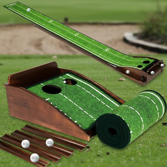 Putting Green Mat with Automatic Ball Return for Home, Office and Outdoor Use
