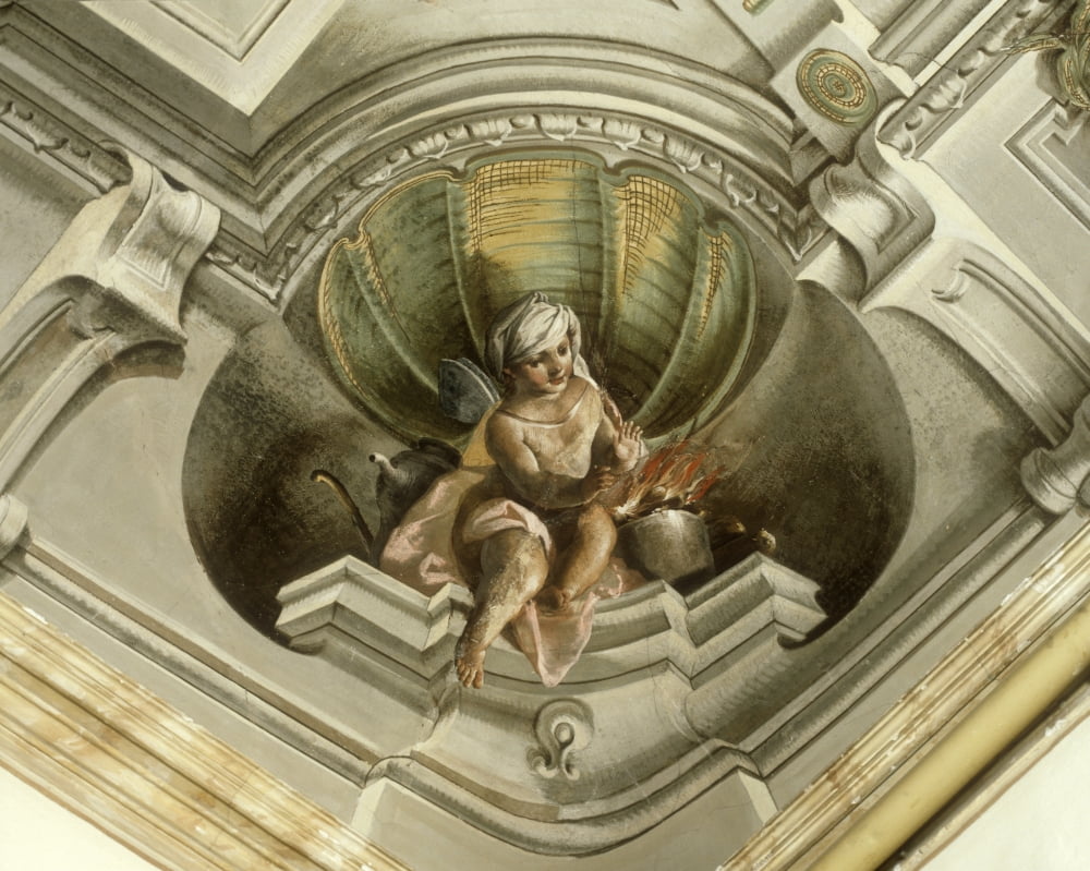 Putto Warming His Hands Close To A Fire (Putto Che Si Scalda Le Mani Al Fuoco) Canvas Art - (36 x 24)