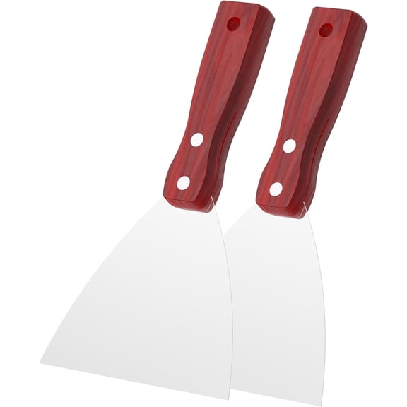 Putty Knife, 2PCS (5"/125mm)Inch Stainless Steel Scraper Tool, Wooden Handle Metal Spackle Knives for Drywall, Decals, Wall Paper, Floor Tile, Patching, Painting, Taping, Scraping Coating