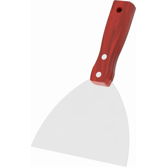 Putty Knife, 6 Inch Stainless Steel Scraper Tool, Wooden Handle Metal Spackle Knives for Drywall, Decals, Wall Paper, Floor Tile, Patching, Painting, Taping, Scraping Coating