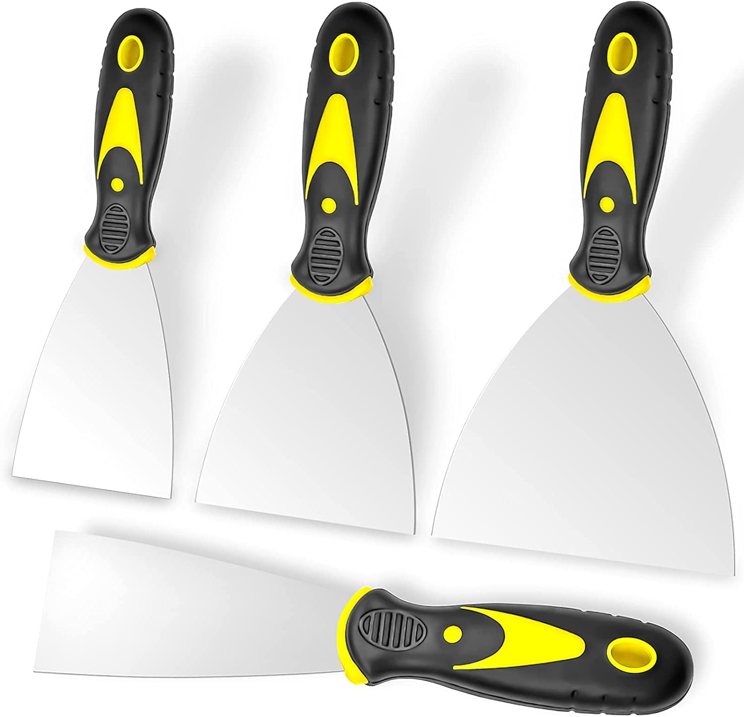 Putty Knife Set, 4 PCS (2,3,4,5 inch) Spackle Putty Knives, Metal Scrapers, Putty Scrapers for Drywall, Putty, Decals, Wallpaper, Baking, Patching and Painting