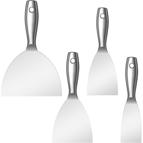 Putty Knife Set,4 PCS 2",3",4",6" One Piece Premium Polished All-Stainless Steel Scraper Tool for Drywall Finishing,Professional Grade Putty Blade for Scraping Paint, Taping