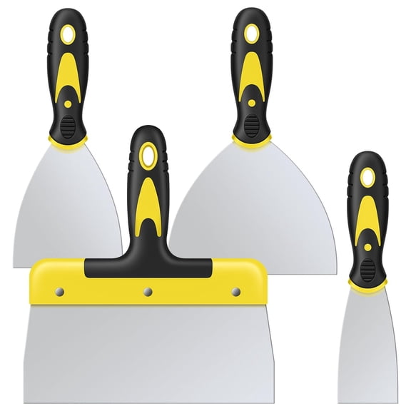 Putty Knife Set, 4PCS Stainless Steel Scraper Paint Tool with Comfortable Grip for Drywall Repair, Wallpaper Removal and Plaster Scraping(2,4,6,8in)