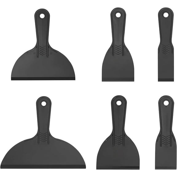 Putty Smooth Set - 6 Sizes Plastic Spatula Scrapers for Wall Paper Drywall Repair and Scraping Paint