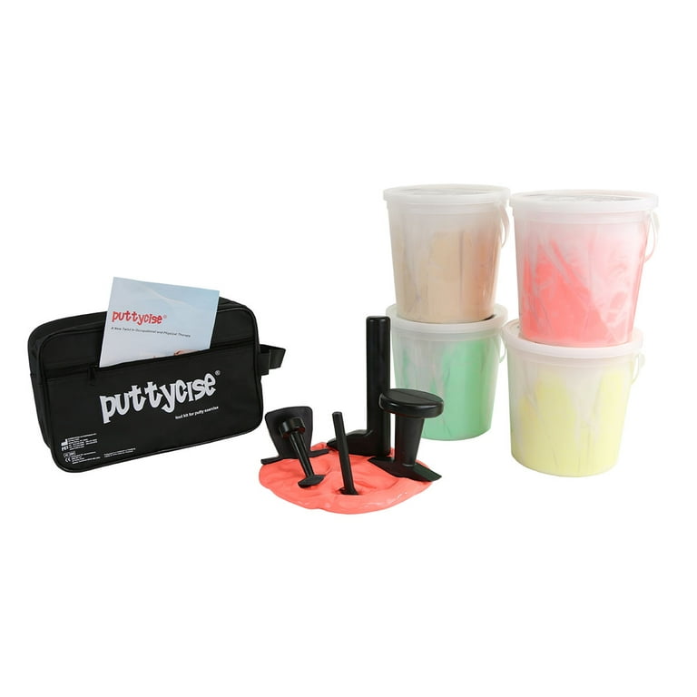 Puttycise Theraputty tool - 5-tool set with 4 x 5 lb putties, easy (tan-green), with bag Puttycise Theraputty tool - 5-tool set with 4 x 5 lb putties, easy (tan-green), with bag
