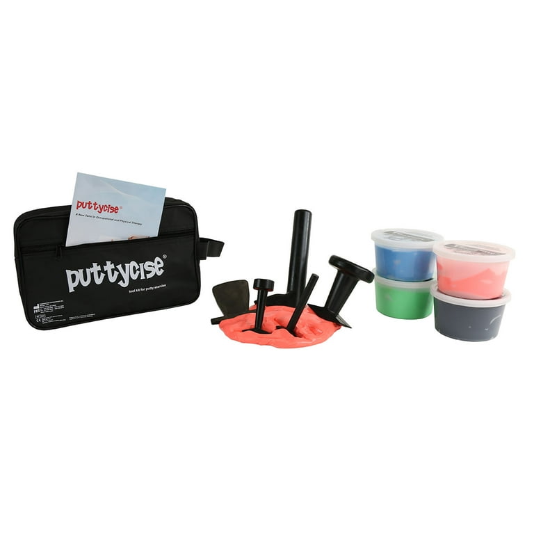 Puttycise Theraputty tool - 5-tool set with 4 x 1 lb putties, difficult (red-black), with bag Puttycise Theraputty tool - 5-tool set with 4 x 1 lb putties, difficult (red-black), with bag