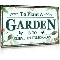 Putuo Decor Garden Sign, Decorative Outdoor Backyard Decor, Gift for Gardeners, 12x8 Inches Metal Sign (Garden Rules)
