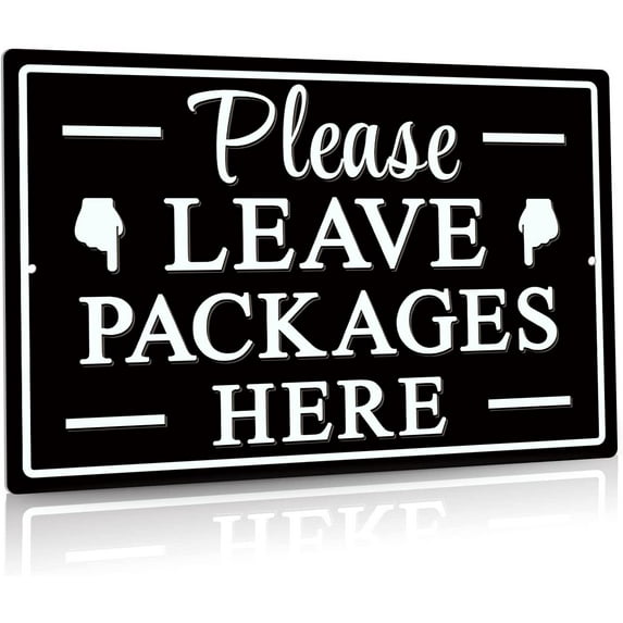 Putuo Decor Please Leave Packages Here Metal Sign, Package Delivery Decor, Indoor/Outdoor Use for Front Door, Business, 12x8 Inches Aluminum