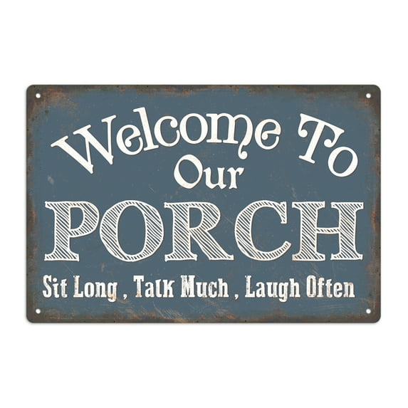 Putuo Decor Welcome to Our Porch Sign for Front Porch Decor, Front Back Porch Sign Decorations for Farmhouse, Vintage Welcome to the Porch Sign Outdoor/Indoor Wall Decor, Metal, 11x8Inch