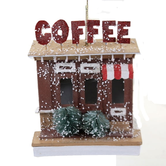 Putz Store Front - 1 Ornament 4.75 Inch, Paperboard - Ornament Shoppe Coffee Tea Ro3125 Coffee