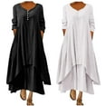 thumbnail image 1 of Puyaiuu 1 Pcs New Formal Dresses for Women Women Long Sleeve Cotton Casual Loose Plus Size Irregular Long Dresses Womens Summer Dresses, 1 of 6