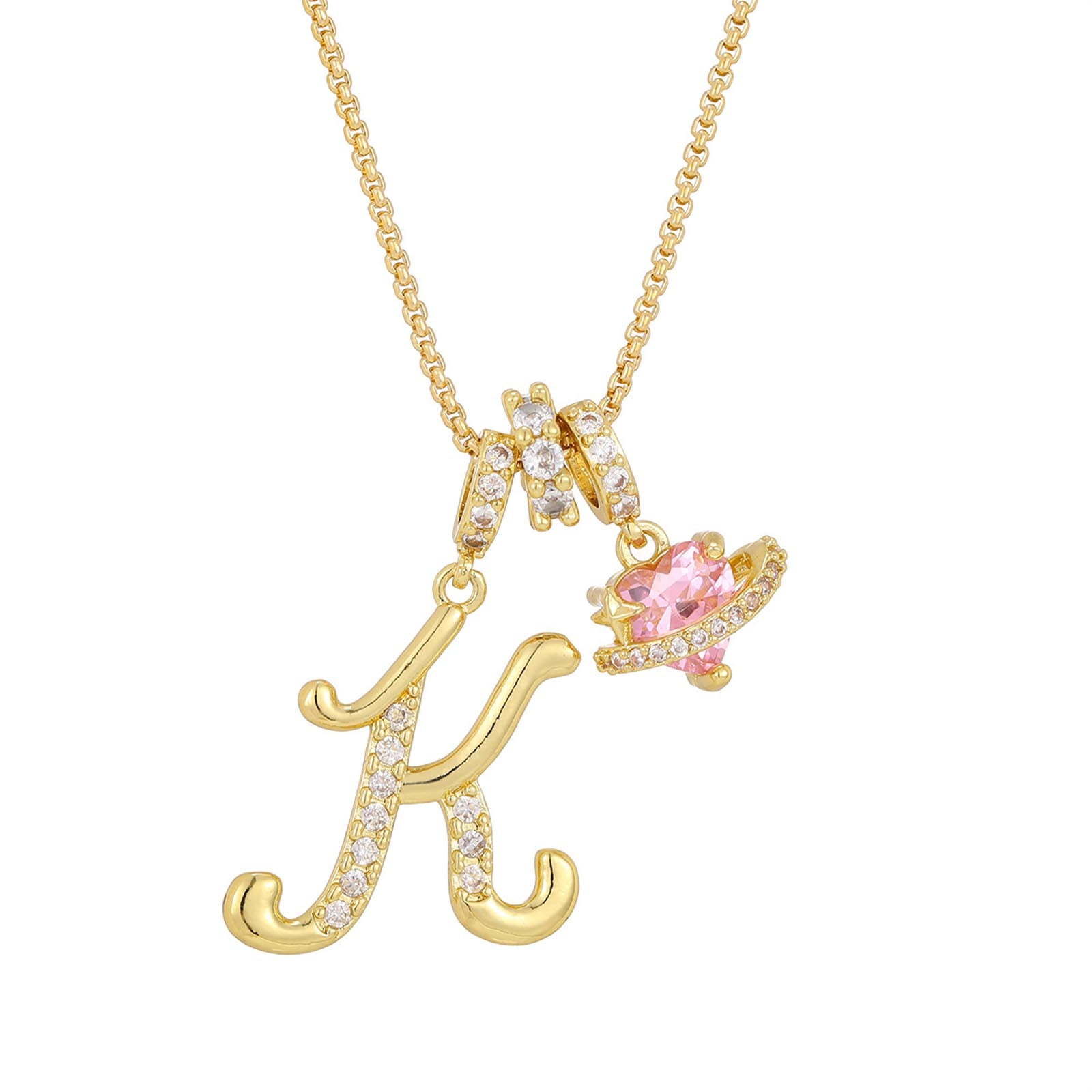 Puyaiuu 14K Gold Plated Dainty K Initial Letter Necklace For Women