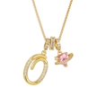 thumbnail image 1 of Puyaiuu 14K Gold Plated Dainty O Initial Letter Necklace For Women Personalized Monogram Pendant With Pink Heart Charm Trendy Daily Jewelry Gift, 1 of 1