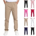thumbnail image 1 of Puyaiuu 5-14 Years Kids Solid Elastic Waist Straight Leg Chino Pants Back To School Uniform Trousers Casual School Bottoms Gift, 1 of 6