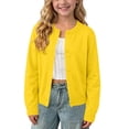 thumbnail image 1 of Puyaiuu Boys Girls 1-11 Years Old Spring Fall Solid Color Crew Neck Button Down Knit Cardigan Long Sleeve Lightweight Cotton Sweater Jacket Soft Basic Layering Outerwear Gift, 1 of 9