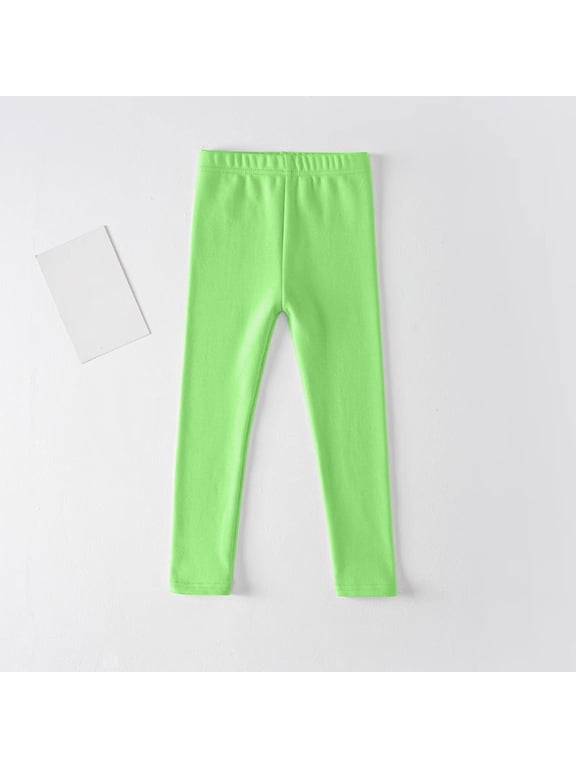 Girls Solid Color Leggings Kids Regular Fit Stretch Pants Polyester Spandex Soft Elastic Waist Daily Play Bottom Mint Green 5 Years Gift