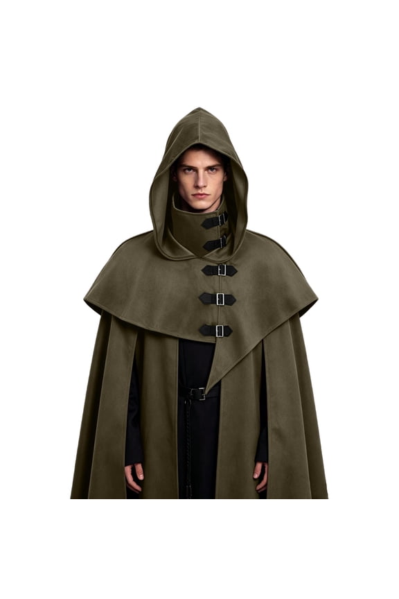Medieval Monk Priest Wizard Robe Cosplay Stage Costume Hooded Cloak Cape For Halloween Green Free Size Gift