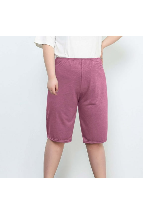 New 2025 Shorts for Women Plus Size Fashion Solid Half Shorts Leggings High Elastic Waist Lightweight Women Shorts Plus