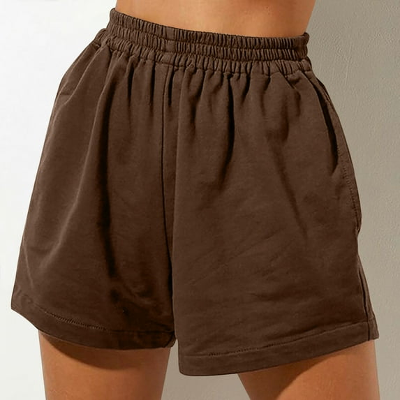 Puyaiuu New 2025 Shorts for Women Plus Size Fashion Solid Shorts High Elastic Waist with Pocket Lightweight Women Shorts Plus