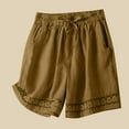 thumbnail image 1 of Puyaiuu New 2025 Womens Athletic Shorts Fashion Solid Shorts High Elastic Waist Tie Front with Pocket Soft Comfort Linen Shorts for Women, 1 of 5