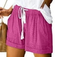 thumbnail image 1 of Puyaiuu New 2025 Workout Shorts Women Loose Solid Shorts High Elastic Waist Tie Front with Pocket Quick Drying Athletic Shorts for Women, 1 of 6