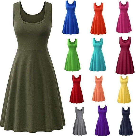 Puyaiuu New Formal Dresses for Women Leisure Squard-Neck Sleeveless Long Dress Breathable Beach Dresses for Women Solid Sundresses for Women 2025