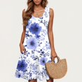 thumbnail image 1 of Puyaiuu New Plus Size Summer Dresses Leisure Round Neck Sleeveless Mid-Length Dress Breathable with Pocket Print Casual Dresses for Women, 1 of 5