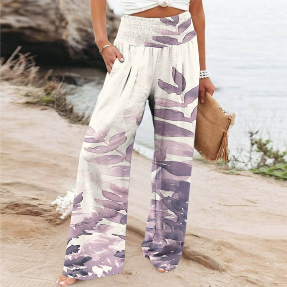 Puyaiuu New Style Plus Size Pants for Women Women Casual Lightweight Drawstring Elastic Waist Pants with Pockets, S-Xxl Wide Leg Pants for Women