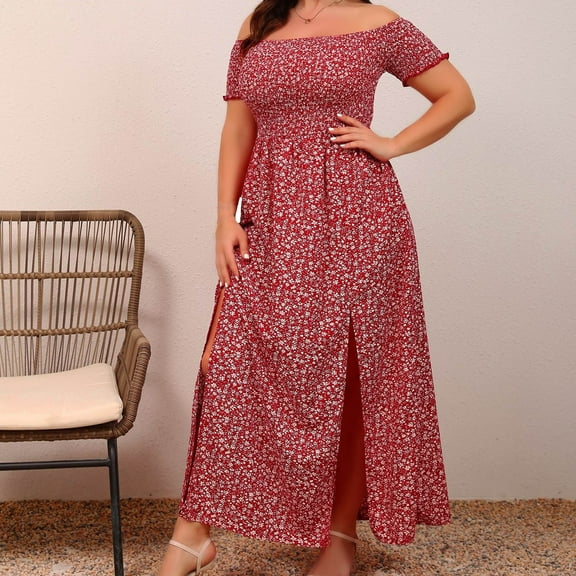 Puyaiuu New Summer Dresses for Women 2025 Fashion Women Little Printing Puff Sleeve Neck Dress Shirt Dresses Womens Summer Dresses