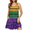 thumbnail image 1 of Puyaiuu New Summer Dresses for Women 2025 Loose Round Neck Sleeveless Mid-Length Dress Skin-Friendly with Pocket Striped Womens Summer Dresses, 1 of 5