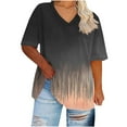 thumbnail image 1 of Puyaiuu New Women'S Tops on Loose V-Neck 3/4 Sleeve Blouses & Shirts Gradation Soft Comfort Going Out Tops Womens T-Shirts Plus Size, 1 of 5