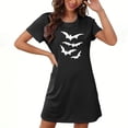 thumbnail image 1 of Puyaiuu Simple Black Bat Silhouette Print Stretchy Loose Womens Plus Size Round Neck Short Sleeve Halloween Nightshirt Black XL Gift, 1 of 3