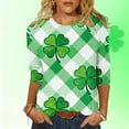 thumbnail image 1 of Puyaiuu St Patricks Day Shirt Women Plus Size Funny 3/4 Sleeve Tops for Women Cute Saints Tops Shamrock Shirts Fortunate Irish Shamrocks Outfit Blouses Gift, 1 of 6