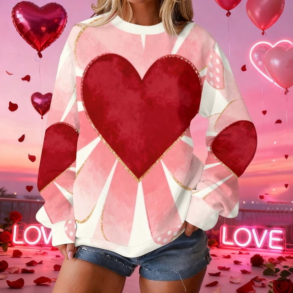 Puyaiuu Valentine's Day Floral Print Sweaters for Women Long Sleeve Turtleneck Loose Fit Graphic Pullover Sweater Warm Casual Fall Tops Gift