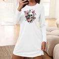 thumbnail image 1 of Puyaiuu Women Halloween Long Sleeve Dress soft stretch womens loose fit round neck pullover skull butterfly print multi color option casual sleepwear loungewear White M Gift, 1 of 5