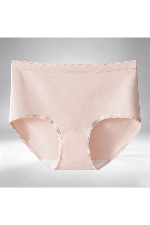 Women High Waist Cotton Breathable Stretch Mid Rise Hipster Briefs Plus Size Underwear Pink M Gift