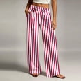 thumbnail image 1 of Puyaiuu Women High Waist Vertical Striped Wide Leg Palazzo Pants Elastic Drawstring Waist Casual Flow Trousers With Side Pockets Gift, 1 of 6