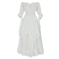 thumbnail image 1 of Puyaiuu Women Off Shoulder Flare Sleeve Lace Up Smocked Waist Two Tone Irregular Hem Medieval Renaissance Peasant Long Dress White XL Halloween Party, 1 of 8