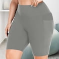 thumbnail image 1 of Puyaiuu Women Plus Size High Waist Biker Yoga Shorts With Side Pockets Stretch Quick Dry Workout Athletic Shorts Dark Gray 95%Polyester,5%Spandex Gift, 1 of 8