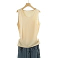 thumbnail image 1 of Puyaiuu Women Ribbed Knit Scoop Neck Sleeveless Tank Top Solid Color Slim Fit Basic Layering Casual Daily Vest Beige XL Gift, 1 of 8
