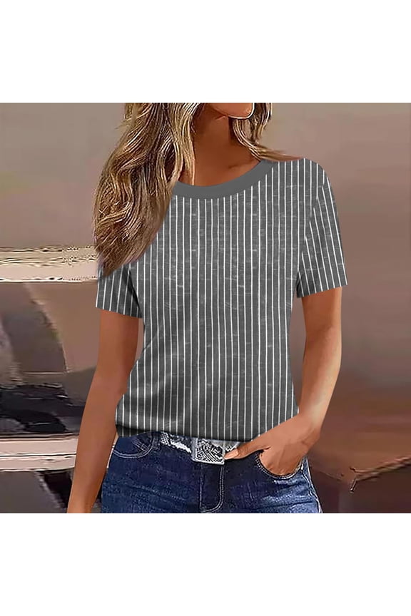 Women's Casual Print Tees, Short Sleeve Round Neck Blushes with Relaxed Fit, Lightweight Summer Tops for Spring, Cute Flowy Shirts for Vacation Outings Gift