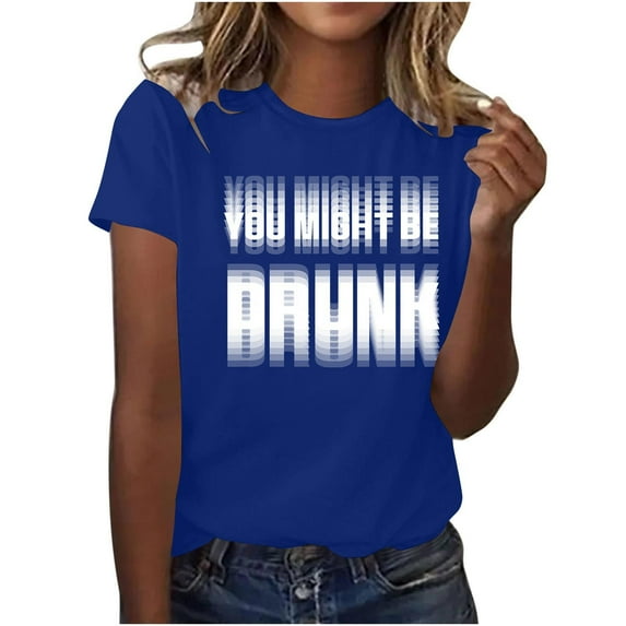 Puyaiuu Women’s Funny Graphic Shirts Crewneck Short Sleeve Letter Printed Casual Summer Couple T-Shirts Gift