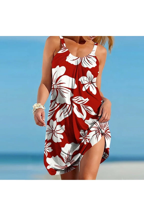 Women's Hawaiian Print V Neck Sleeveless Coverall Jumpsuit, Flowy Casual Tropical Vacation Romper, Soft Stretch Lightweight Spring Summer Beach Wear, Breezy Relaxed Fit Holiday Gift