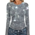 thumbnail image 1 of Puyaiuu Women's Long Sleeve Ribbed Knit Floral Shirts Casual Crewneck Long Sleeve Slim Fit ShirtsTops Fall Fashion Clothes Winter Outfits Fashion T-Shirt Tops Dressy Work Clothes Gift, 1 of 6