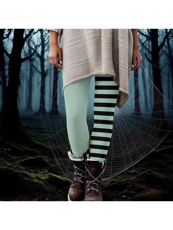 Women's Nylon Color Block Striped Tights Stretch Halloween Cosplay Costume Leggings S-3XL Multicolor XL Halloween Party