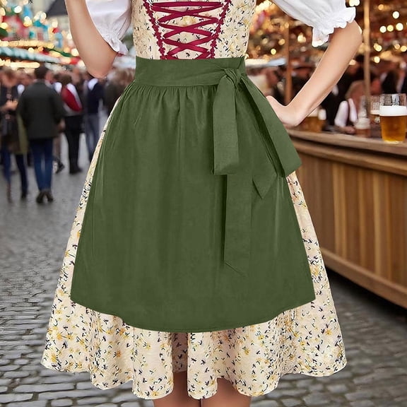 Puyaiuu Women's Oktoberfest Decorative Apron Traditional Bavarian Style Party Costume Accessory For Beer Festival & Halloween Army Green Free Size Halloween Party