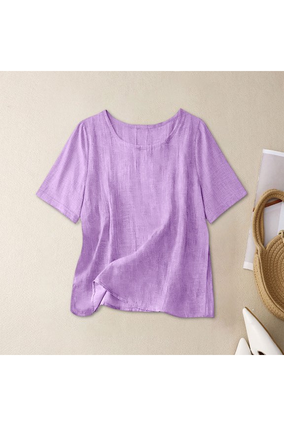 Women's Sleeveless Tank Tops with Side Slit Hem, Round Neck Loose Fit Blouses with High Low Hemline, Soft Breathable Casual Vests for Spring Summer, Daily Party Vacation Gift