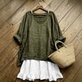 thumbnail image 1 of Puyaiuu Womens 2 Piece Outfit Oversized Roll Sleeve Top Ruffle Hem Mini Dress Casual Beach Matching Set Army Green L Gift, 1 of 7