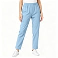 thumbnail image 1 of Puyaiuu Womens Solid Loose Elastic Waist Scrub Pants With Side Pockets Medical Work Trousers Light Blue M Gift, 1 of 7
