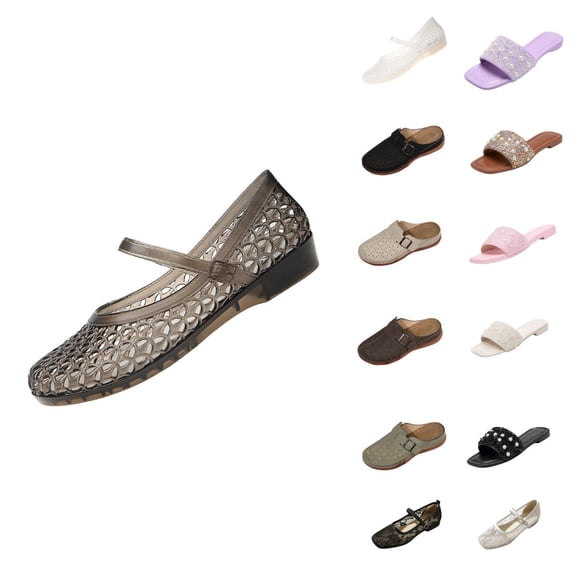 Puyaiuu Womens Transparent Hollow Mary Jane Jelly Shoes Breathable Closed Toe Slip On Sandals For Spring Summer Outdoor Wear